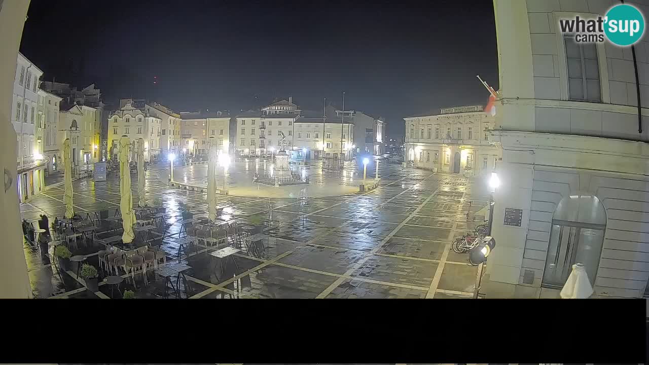 Webcam Piran Tartini-Platz – Liveblick von der Mestna Kavarna