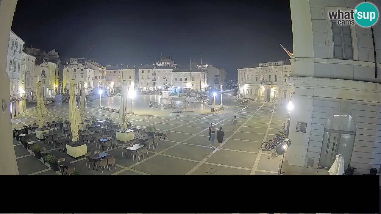 Webcam Piran Tartini-Platz – Liveblick von der Mestna Kavarna