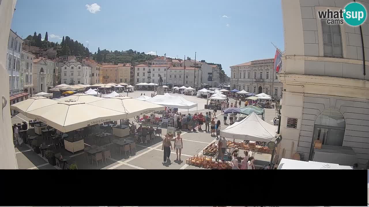 Webcam Place Tartini Piran – Vue en direct depuis Mestna Kavarna