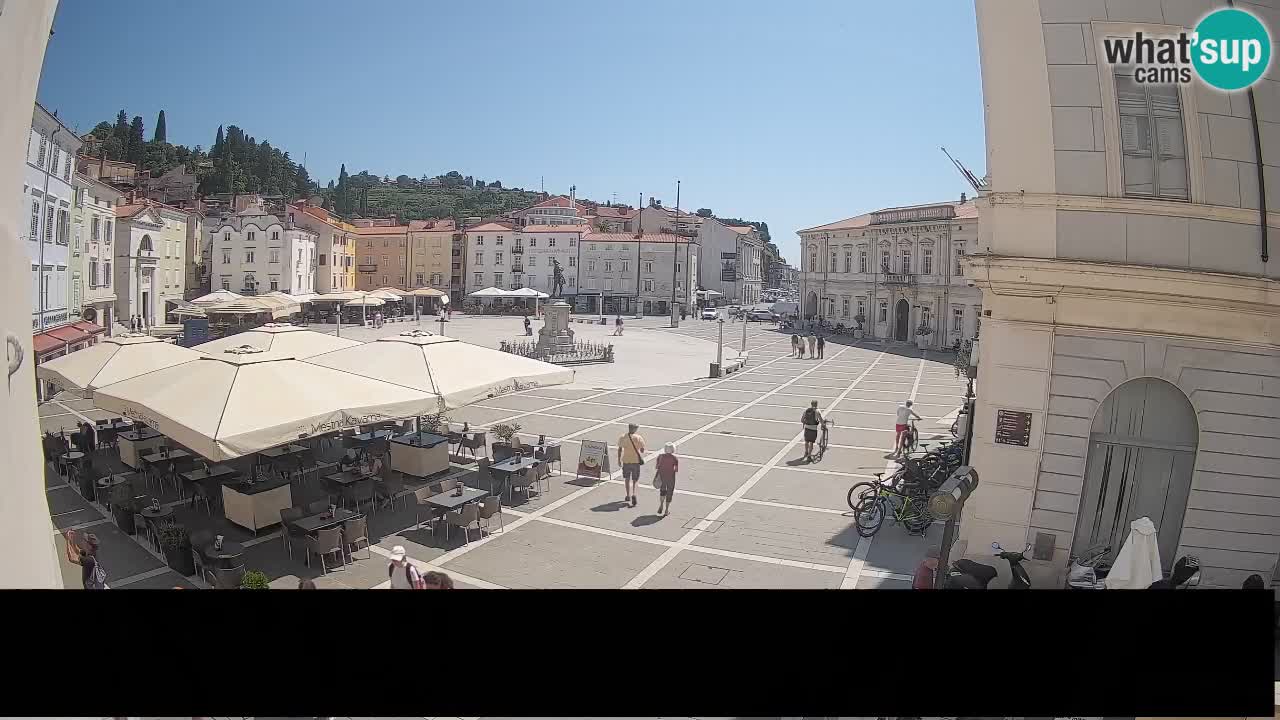 Webcam Piran Tartini-Platz – Liveblick von der Mestna Kavarna