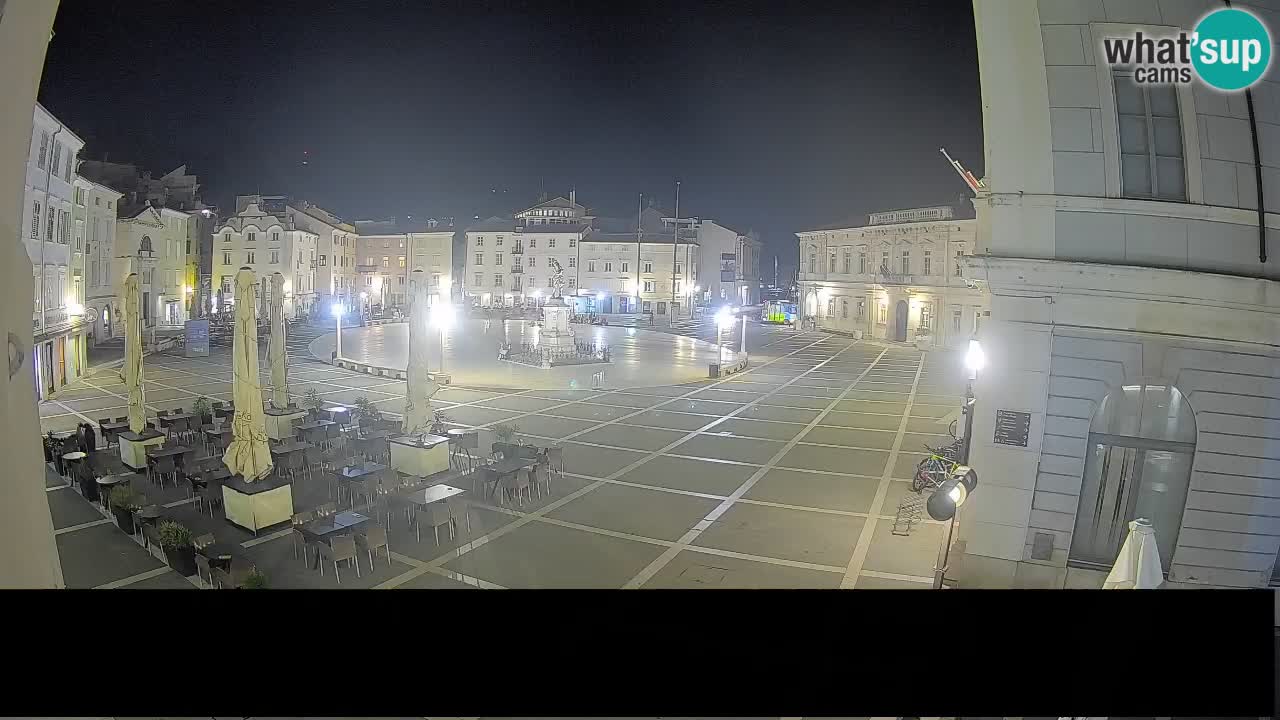 Webcam Piran Tartini-Platz – Liveblick von der Mestna Kavarna