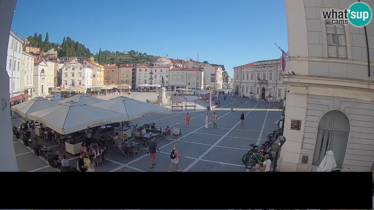 Webcam Pirano Piazza Tartini – Vista in diretta da Mestna Kavarna