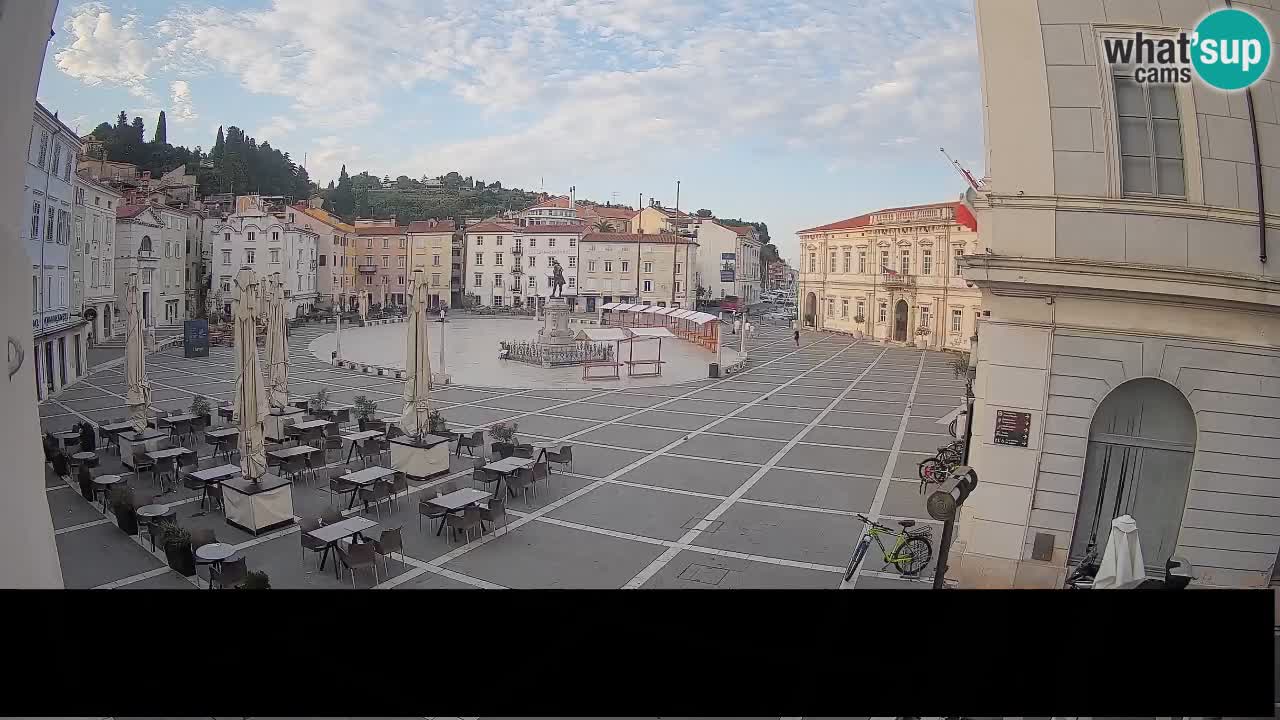 Webcam Pirano Piazza Tartini – Vista in diretta da Mestna Kavarna