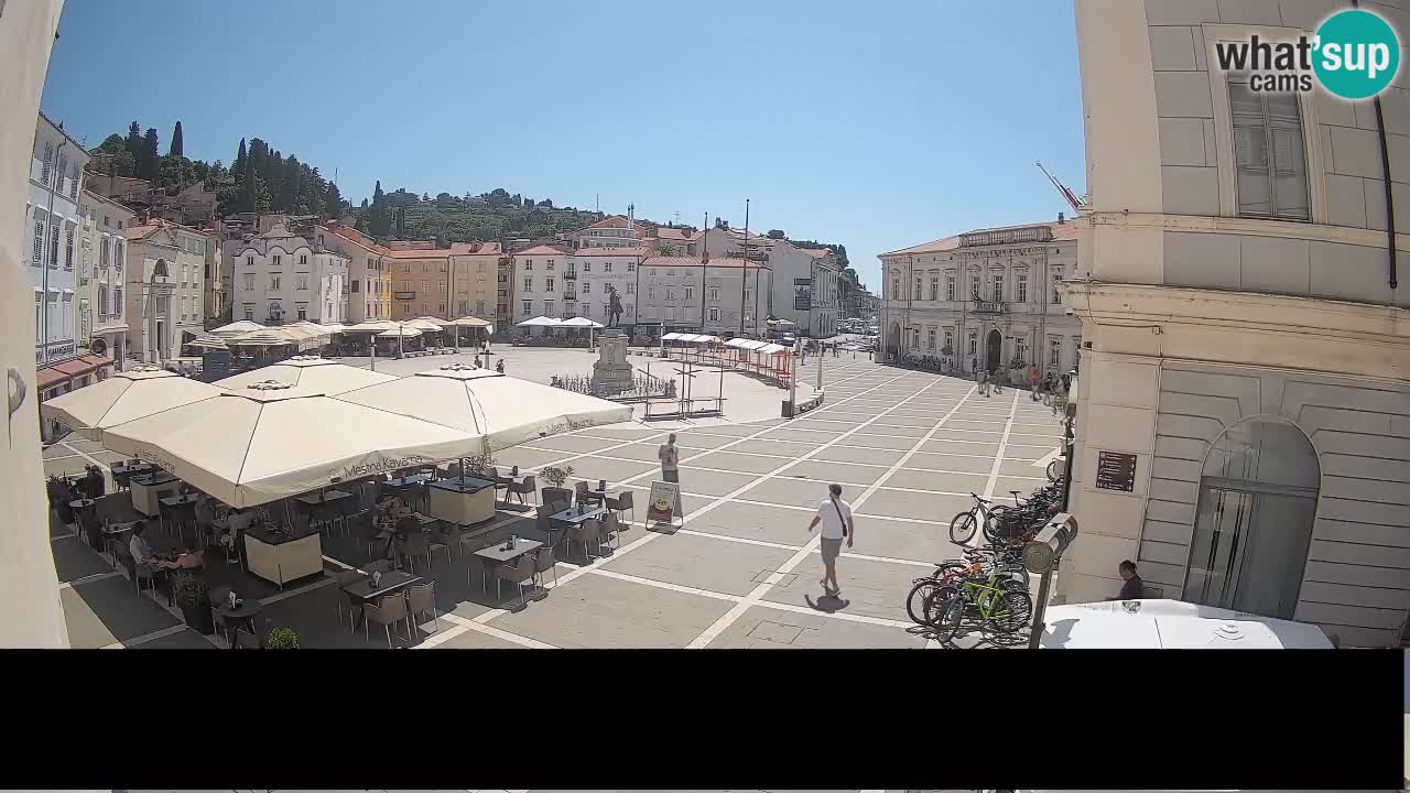 Spletna kamera Piran – Tartinijev trg v živo iz Mestne Kavarne