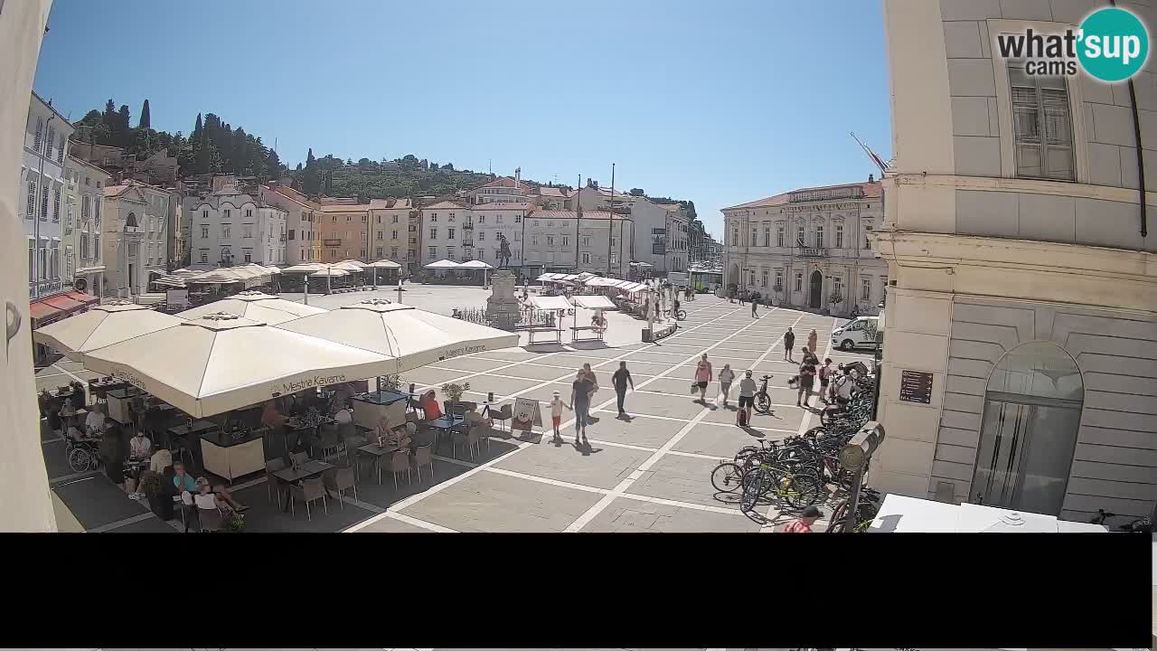 Webcam Plaza Tartini Piran – Vista en directo desde Mestna Kavarna