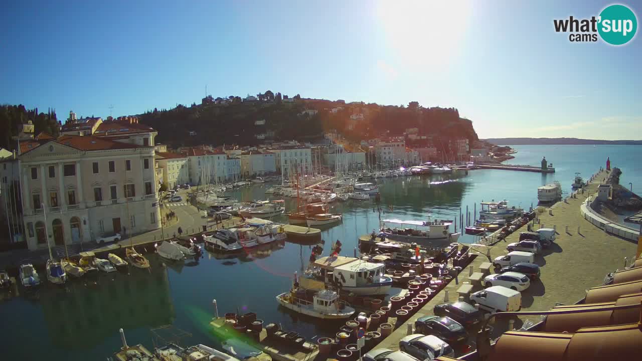 Webcam en direct de Piran “Mandrač” – Incroyable vue en direct de la Villa Piranesi