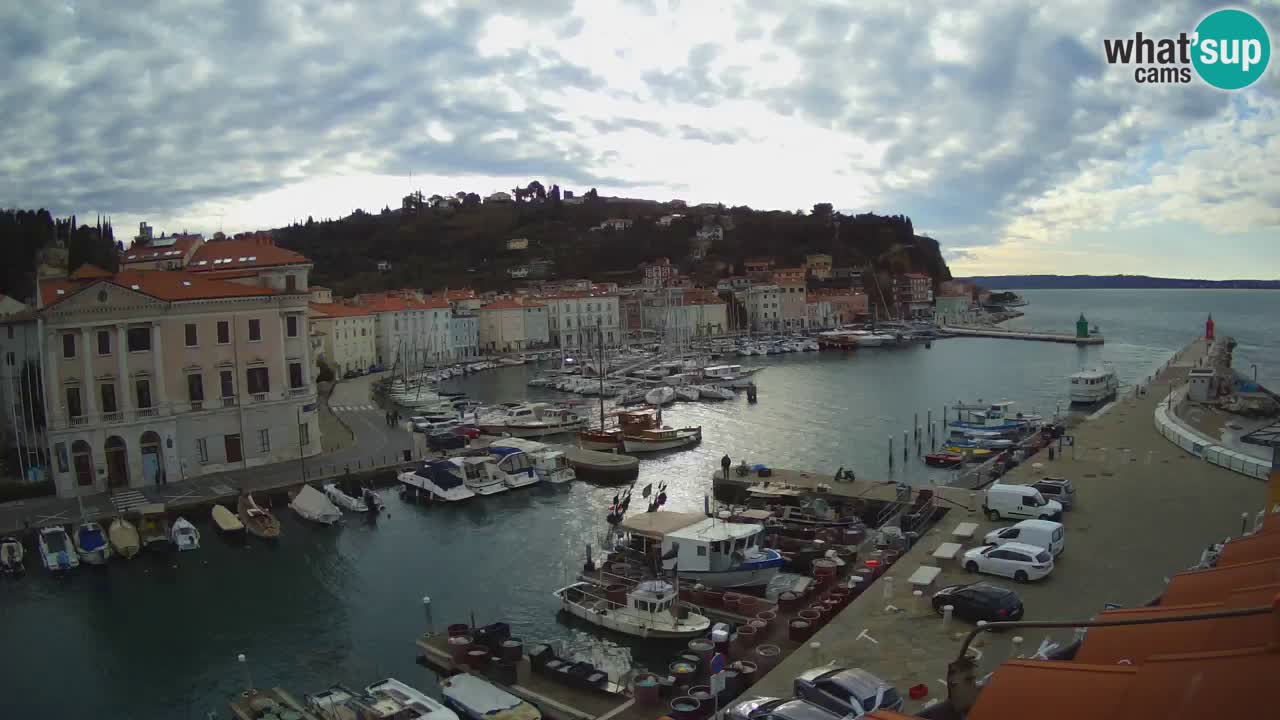 Webcam en direct de Piran “Mandrač” – Incroyable vue en direct de la Villa Piranesi