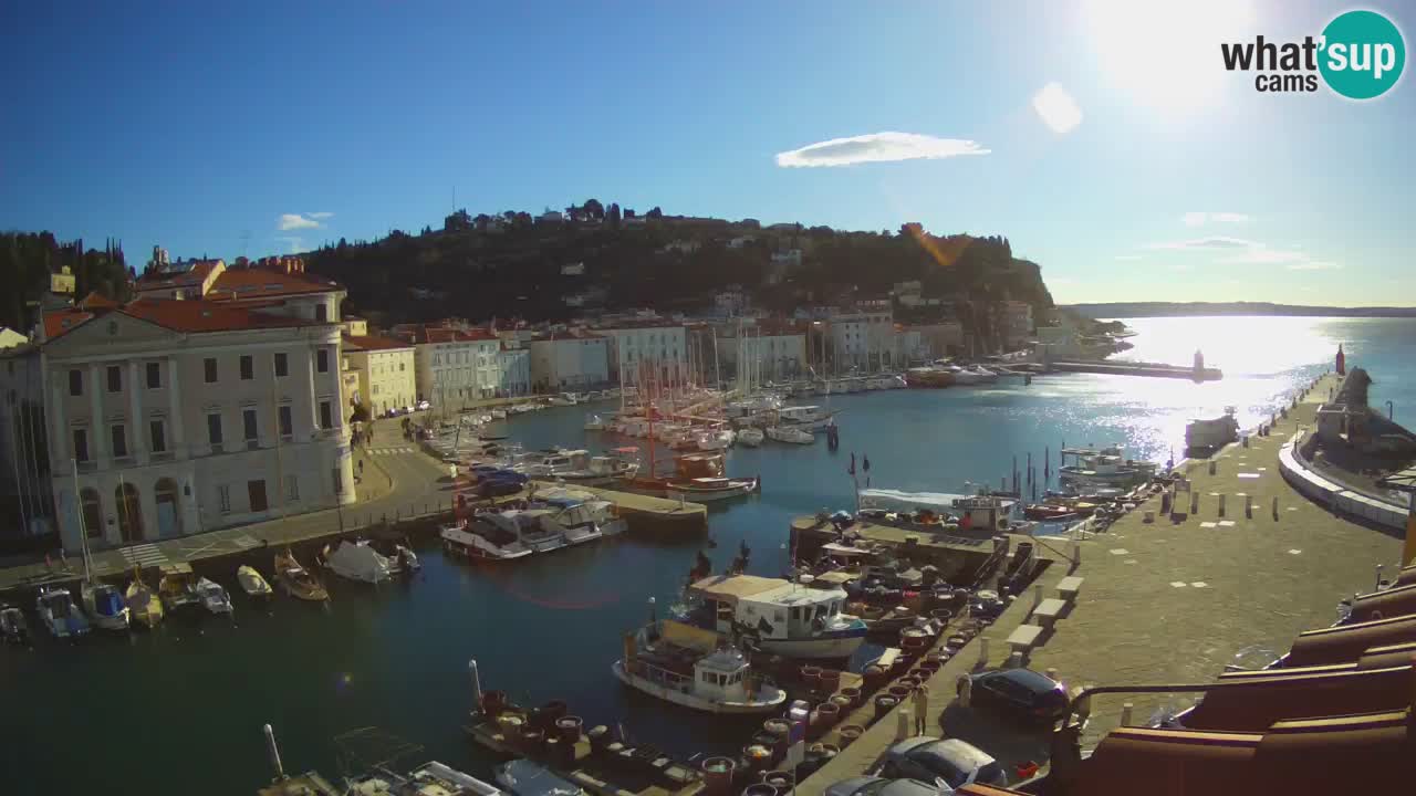 Webcam en direct de Piran “Mandrač” – Incroyable vue en direct de la Villa Piranesi