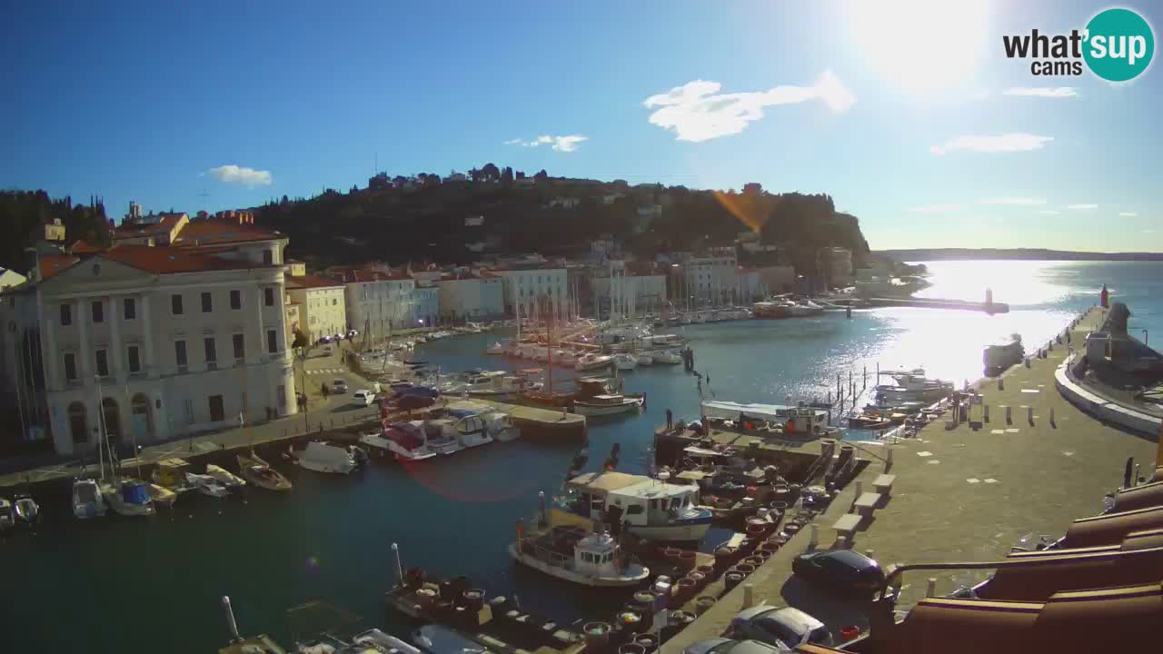 Webcam en direct de Piran “Mandrač” – Incroyable vue en direct de la Villa Piranesi