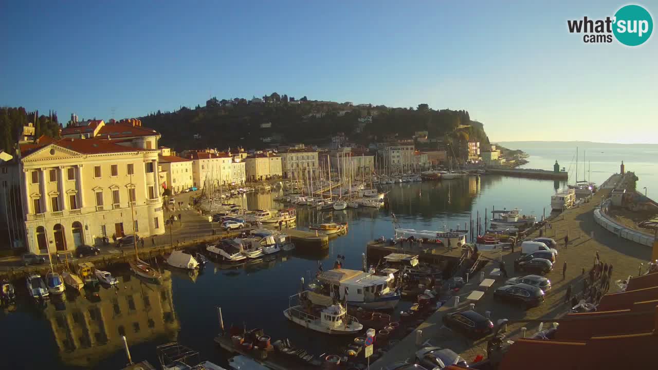 Webcam en direct de Piran “Mandrač” – Incroyable vue en direct de la Villa Piranesi