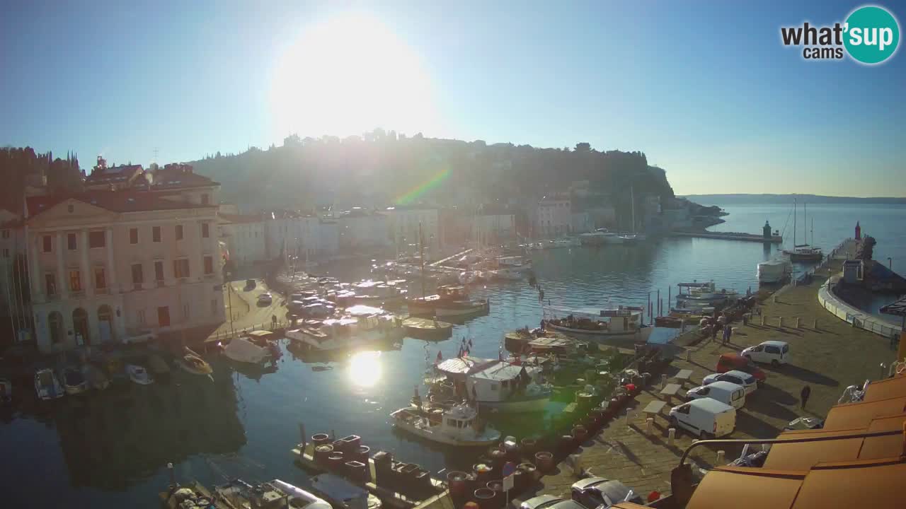 Webcam en direct de Piran “Mandrač” – Incroyable vue en direct de la Villa Piranesi