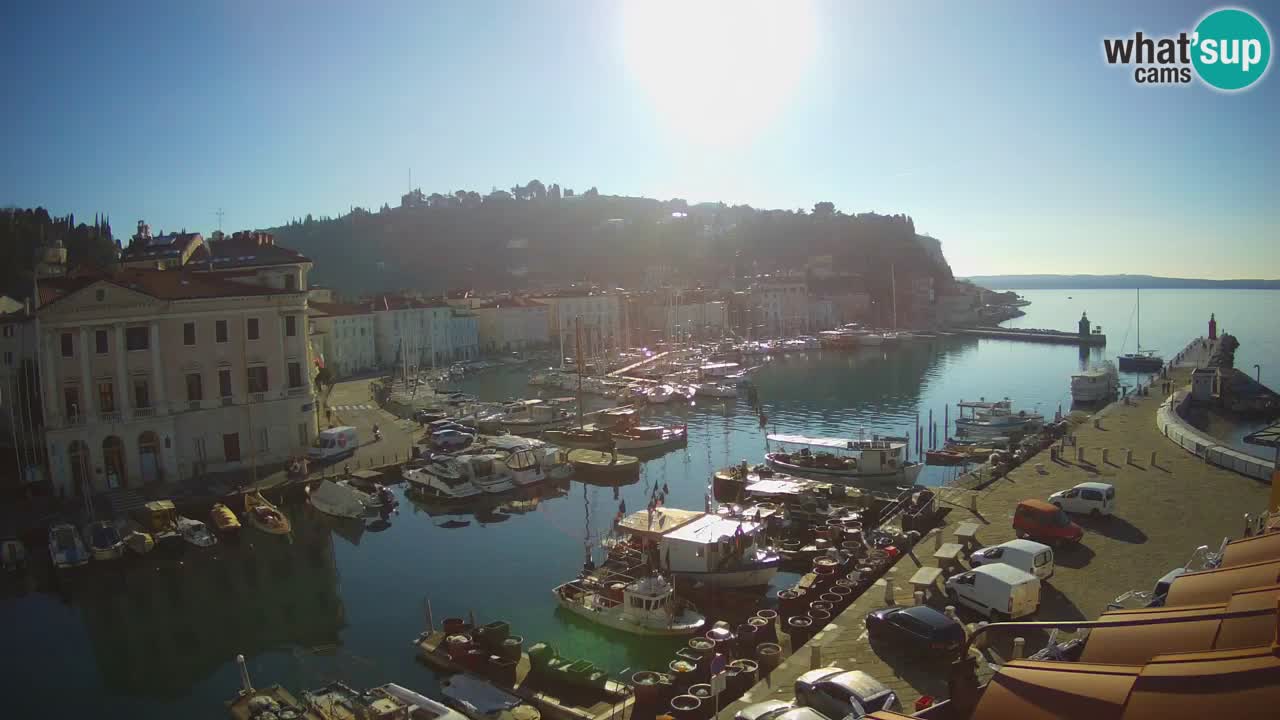 Webcam en direct de Piran “Mandrač” – Incroyable vue en direct de la Villa Piranesi