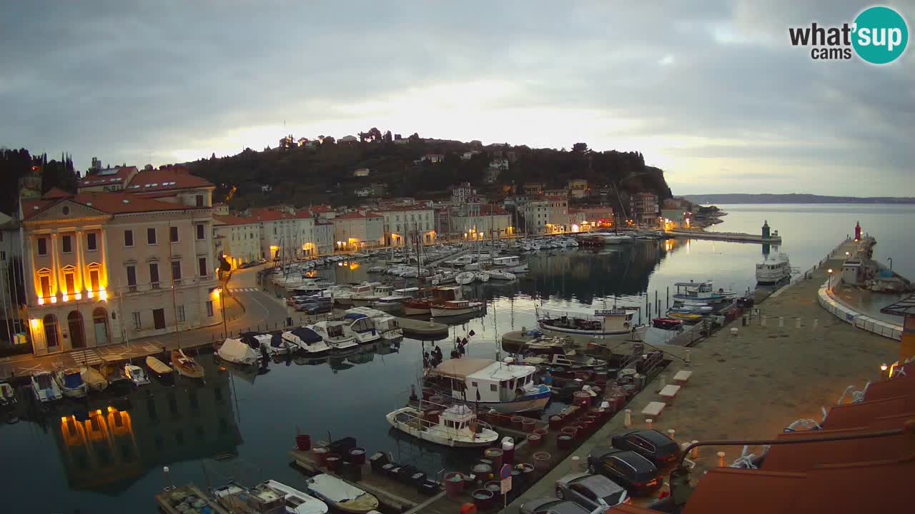 Webcam en direct de Piran “Mandrač” – Incroyable vue en direct de la Villa Piranesi