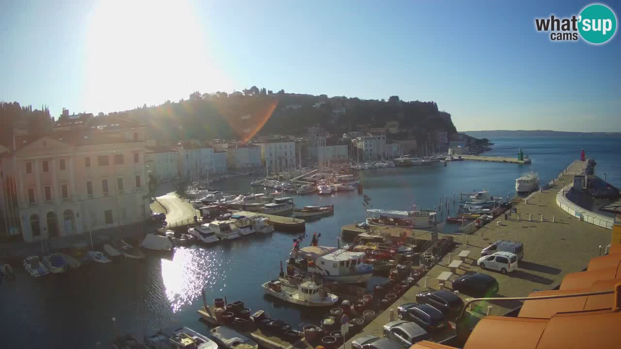 Webcam en direct de Piran “Mandrač” – Incroyable vue en direct de la Villa Piranesi