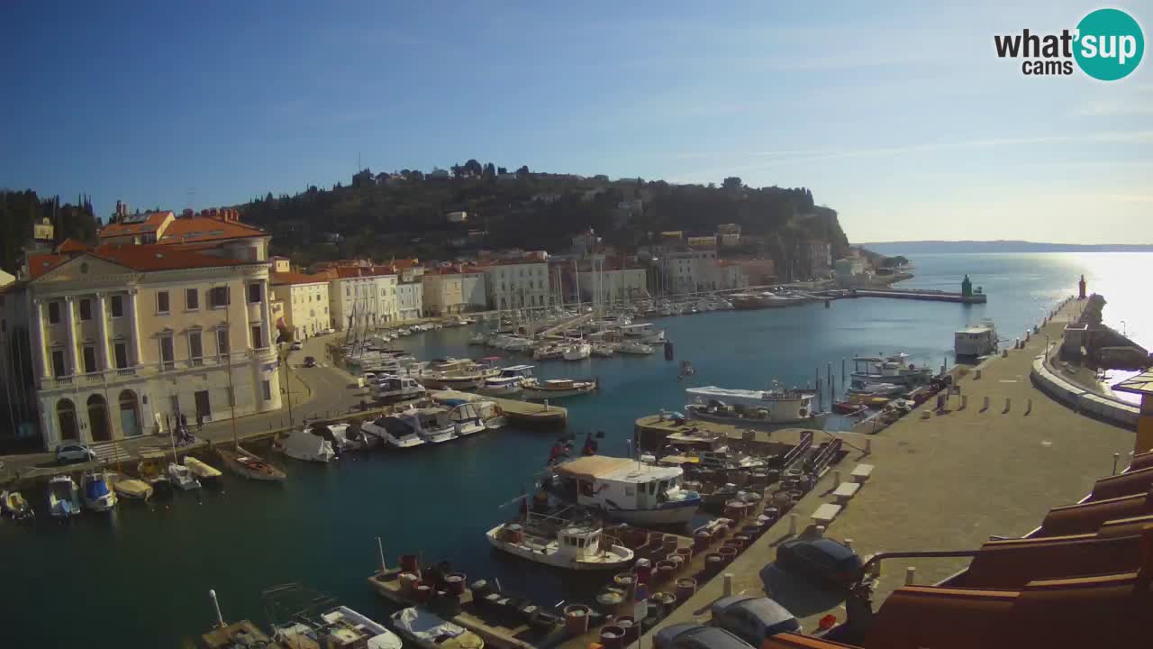 Webcam en direct de Piran “Mandrač” – Incroyable vue en direct de la Villa Piranesi