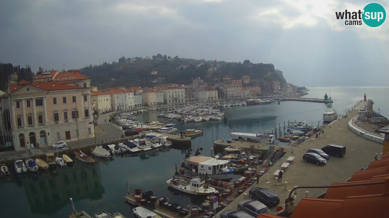 Webcam en direct de Piran “Mandrač” – Incroyable vue en direct de la Villa Piranesi