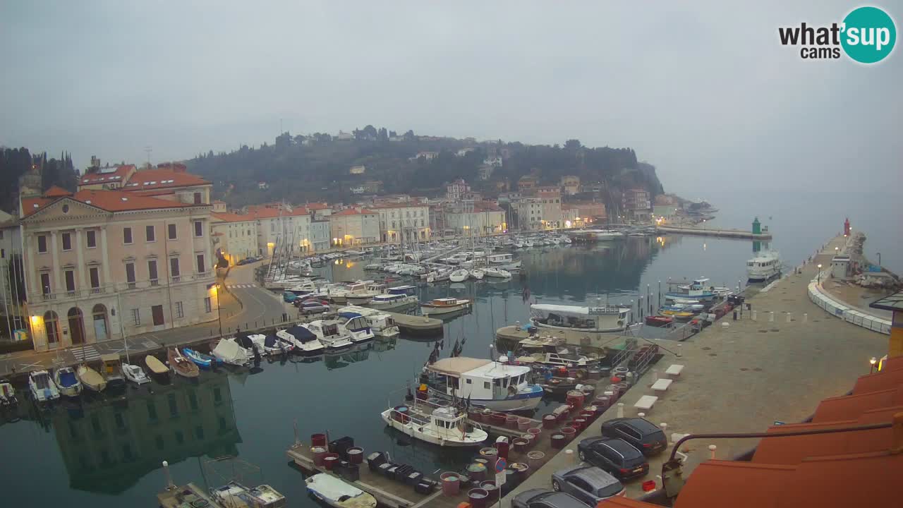 Webcam en direct de Piran “Mandrač” – Incroyable vue en direct de la Villa Piranesi