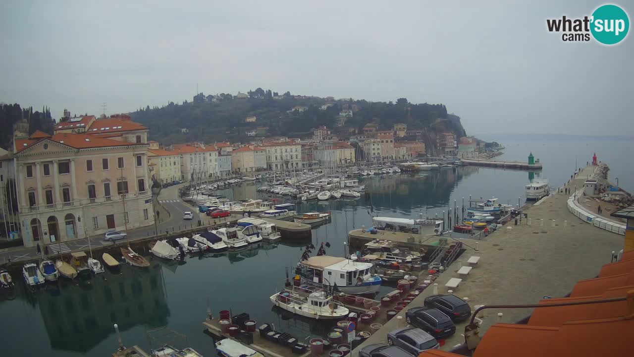 Webcam en direct de Piran “Mandrač” – Incroyable vue en direct de la Villa Piranesi