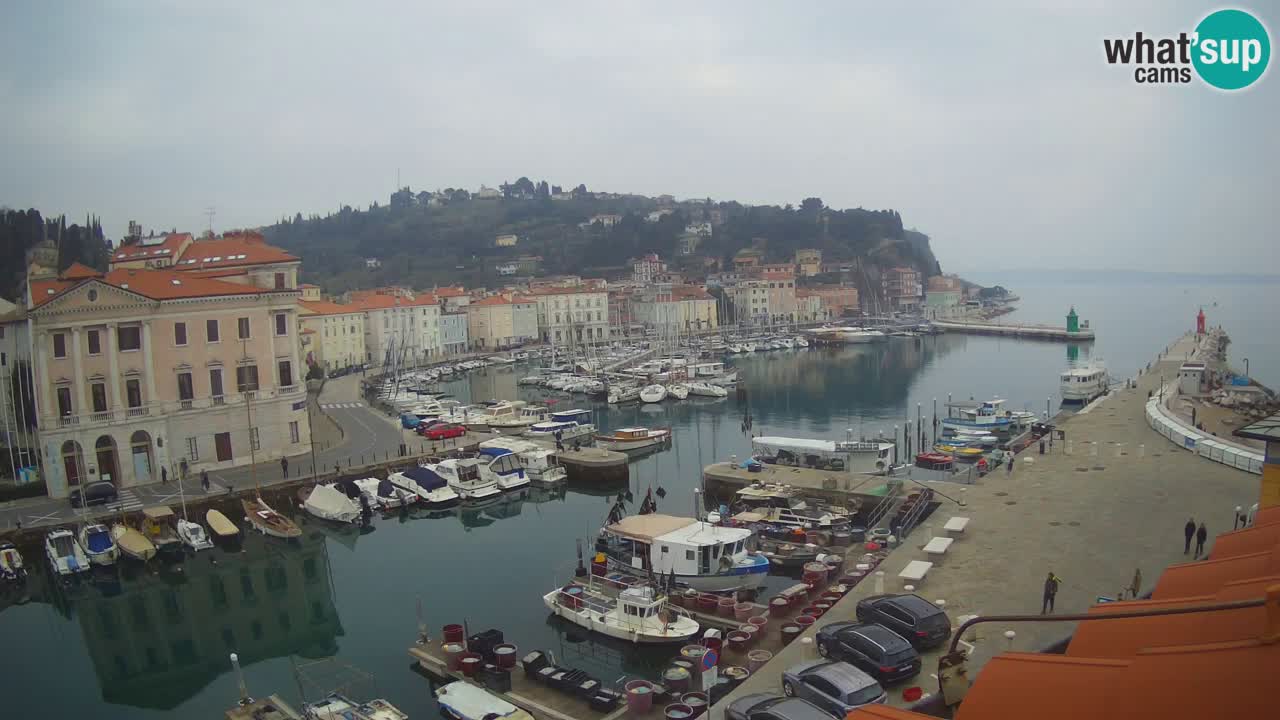 Webcam en direct de Piran “Mandrač” – Incroyable vue en direct de la Villa Piranesi