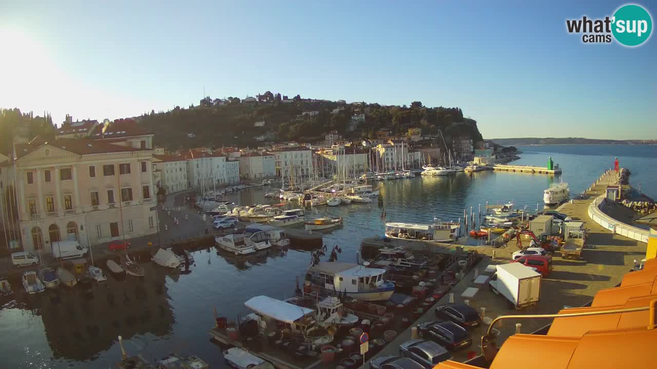 Webcam en direct de Piran “Mandrač” – Incroyable vue en direct de la Villa Piranesi