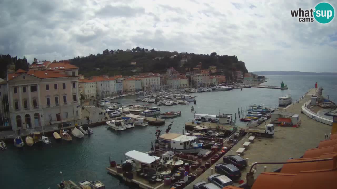 Webcam en direct de Piran “Mandrač” – Incroyable vue en direct de la Villa Piranesi