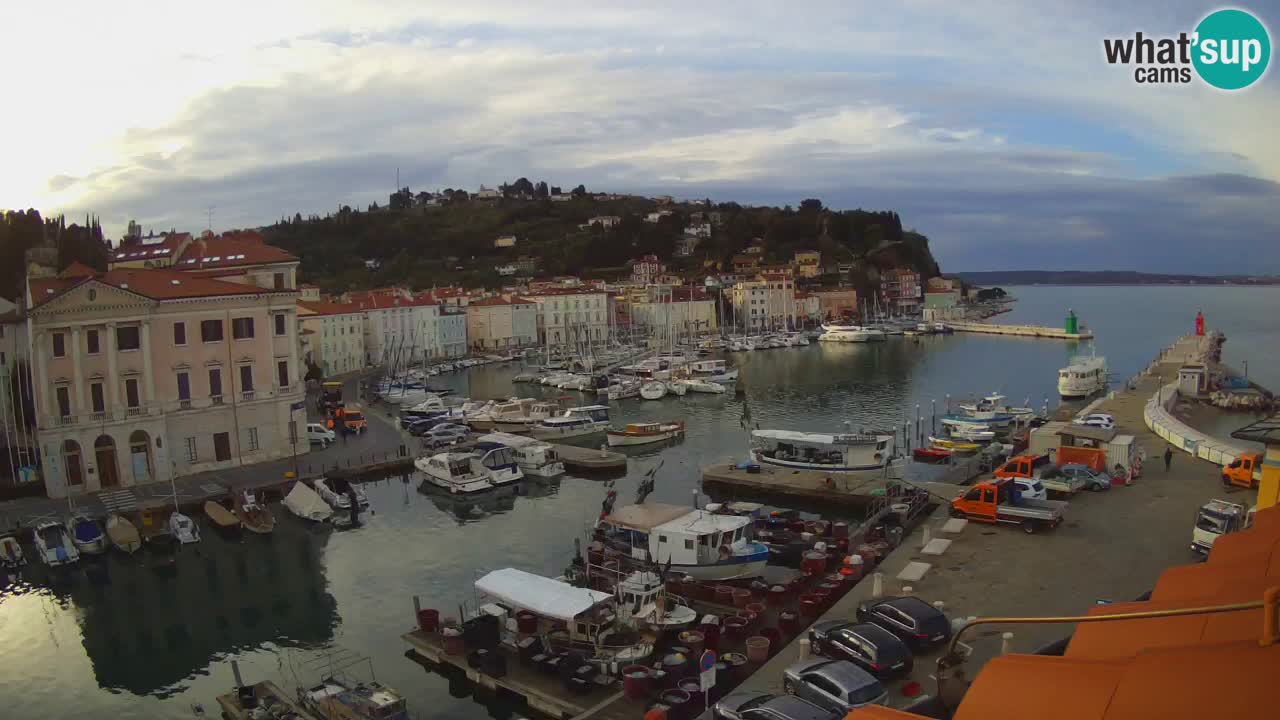 Webcam en direct de Piran “Mandrač” – Incroyable vue en direct de la Villa Piranesi