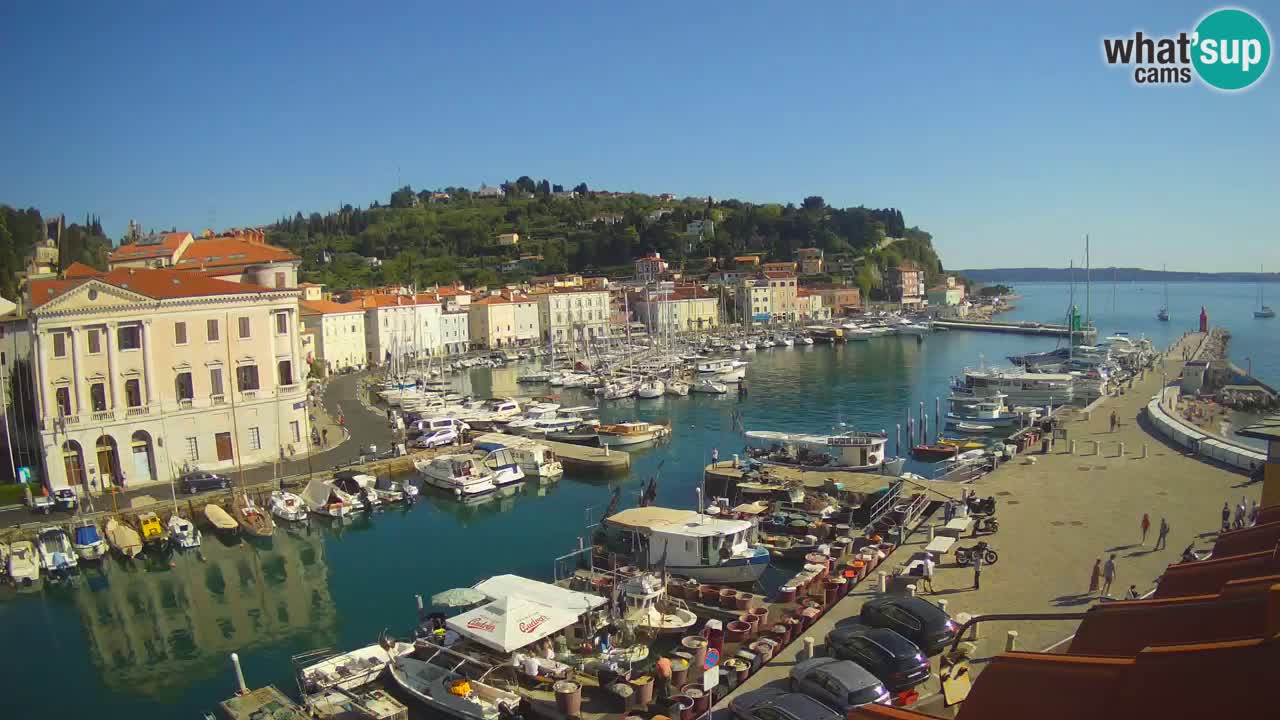 Webcam en direct de Piran “Mandrač” – Incroyable vue en direct de la Villa Piranesi