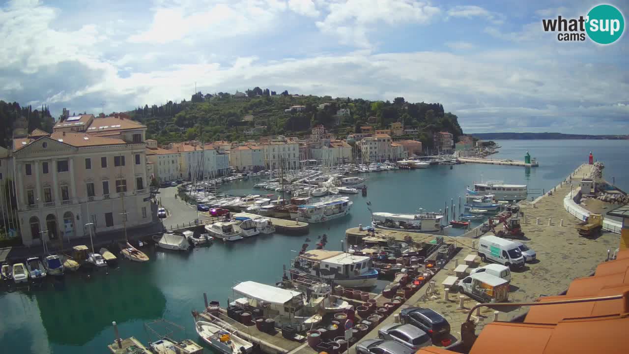 Webcam en direct de Piran “Mandrač” – Incroyable vue en direct de la Villa Piranesi
