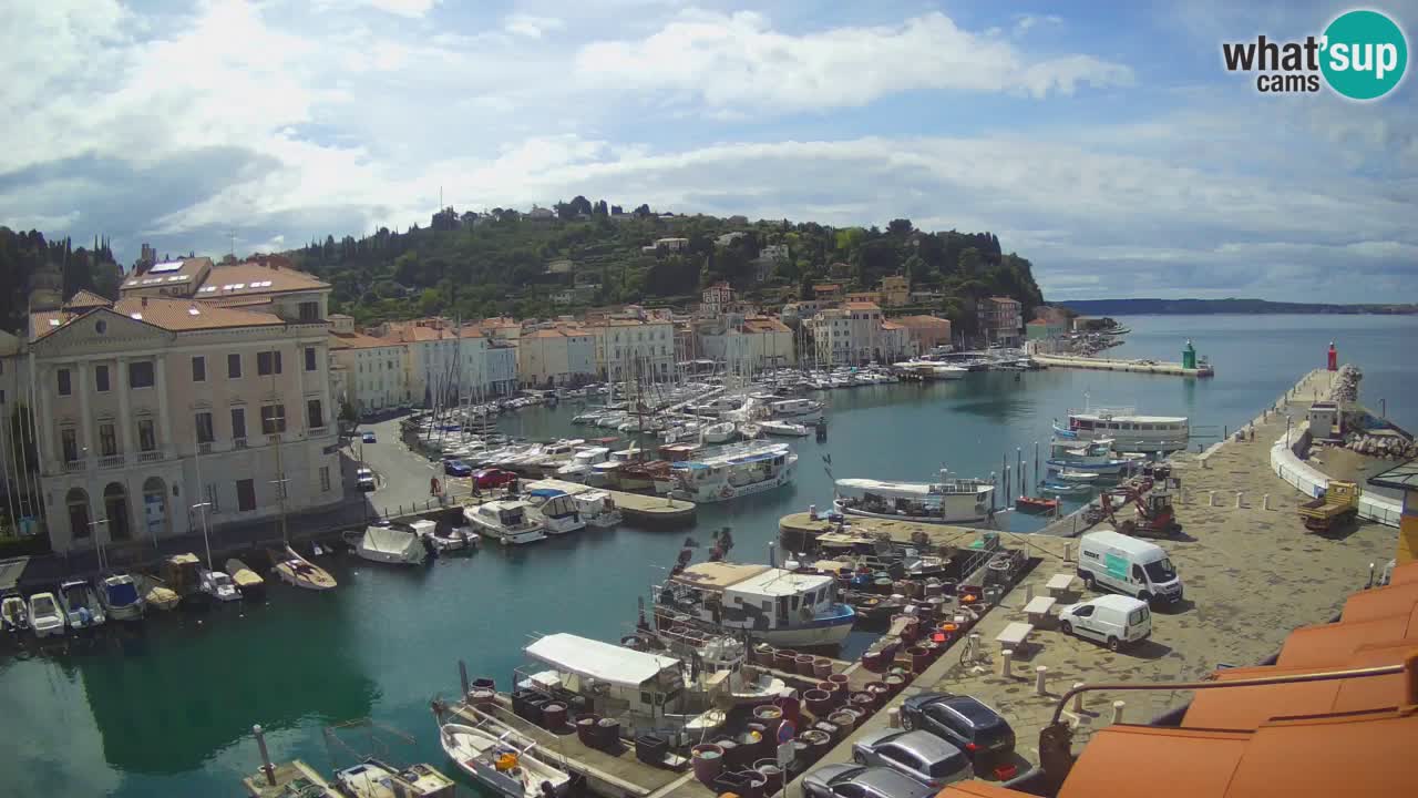 Webcam en direct de Piran “Mandrač” – Incroyable vue en direct de la Villa Piranesi