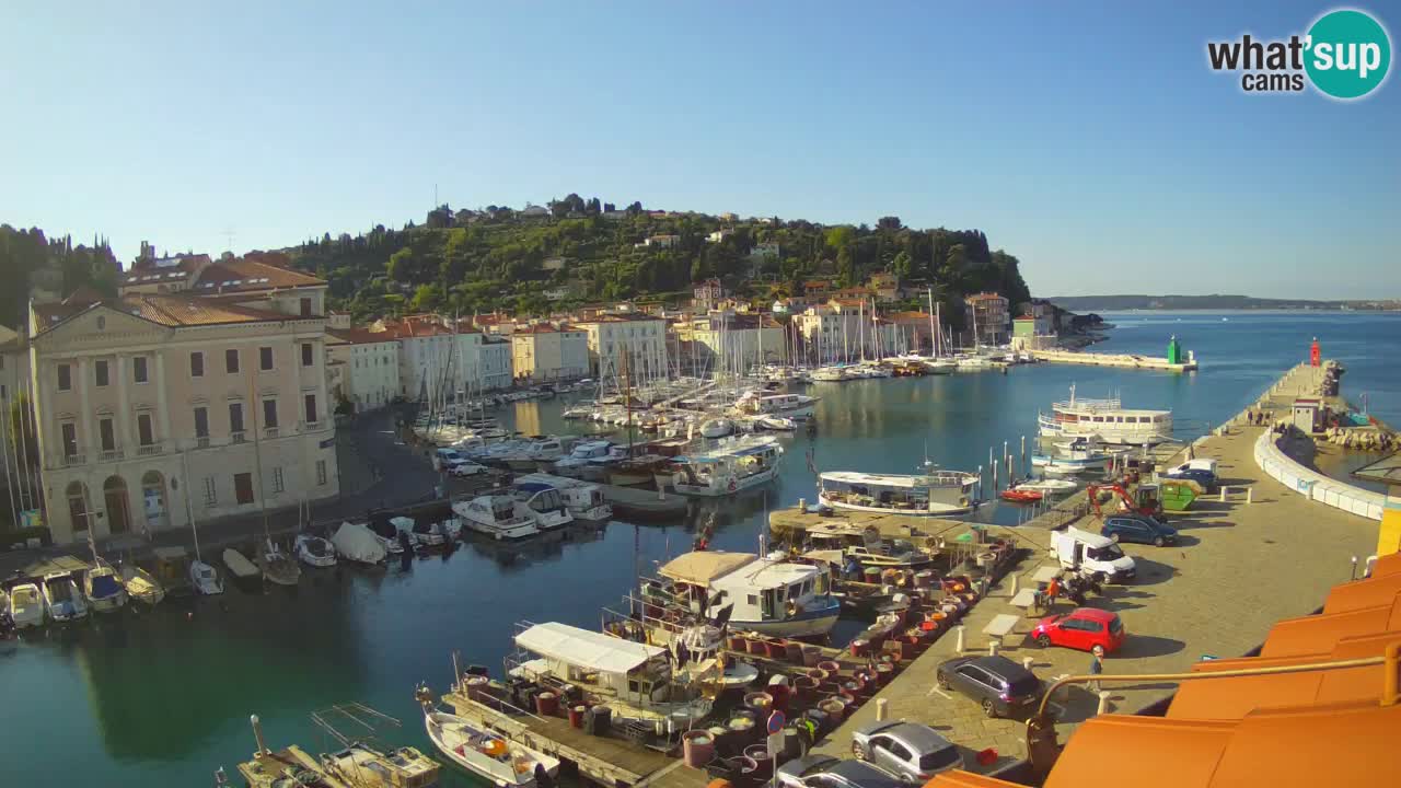Webcam en direct de Piran “Mandrač” – Incroyable vue en direct de la Villa Piranesi