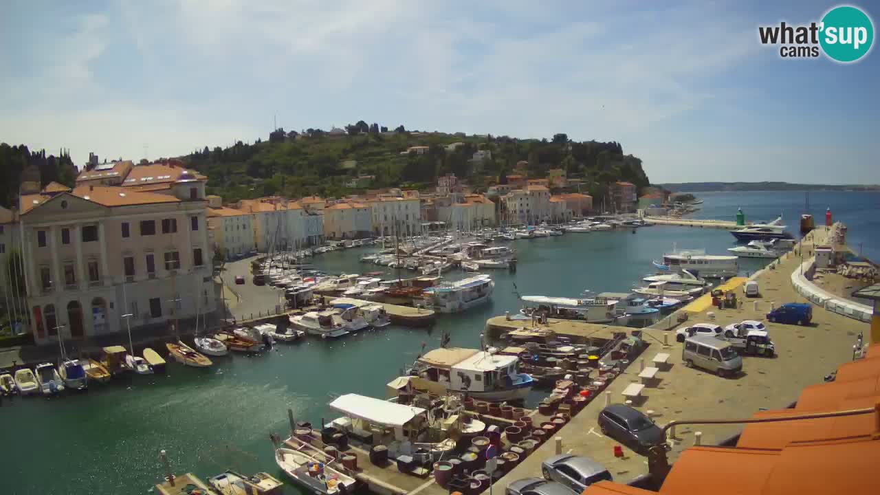 Webcam en direct de Piran “Mandrač” – Incroyable vue en direct de la Villa Piranesi