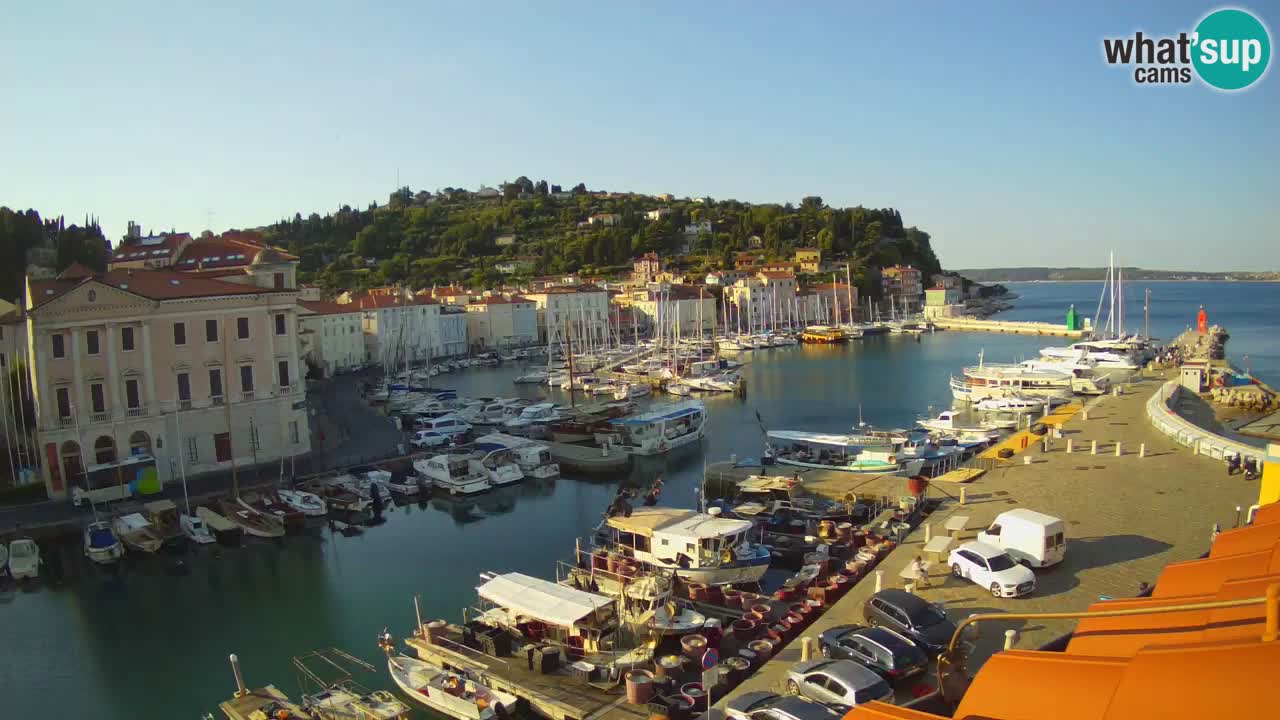 Webcam en direct de Piran “Mandrač” – Incroyable vue en direct de la Villa Piranesi