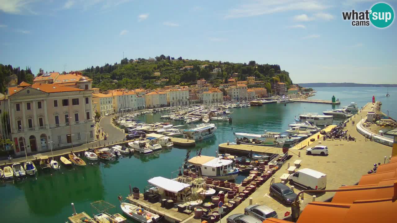 Webcam en direct de Piran “Mandrač” – Incroyable vue en direct de la Villa Piranesi