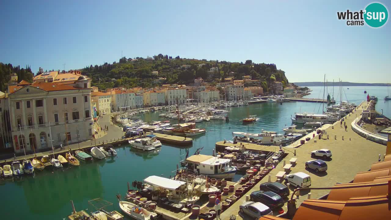 Webcam en direct de Piran “Mandrač” – Incroyable vue en direct de la Villa Piranesi