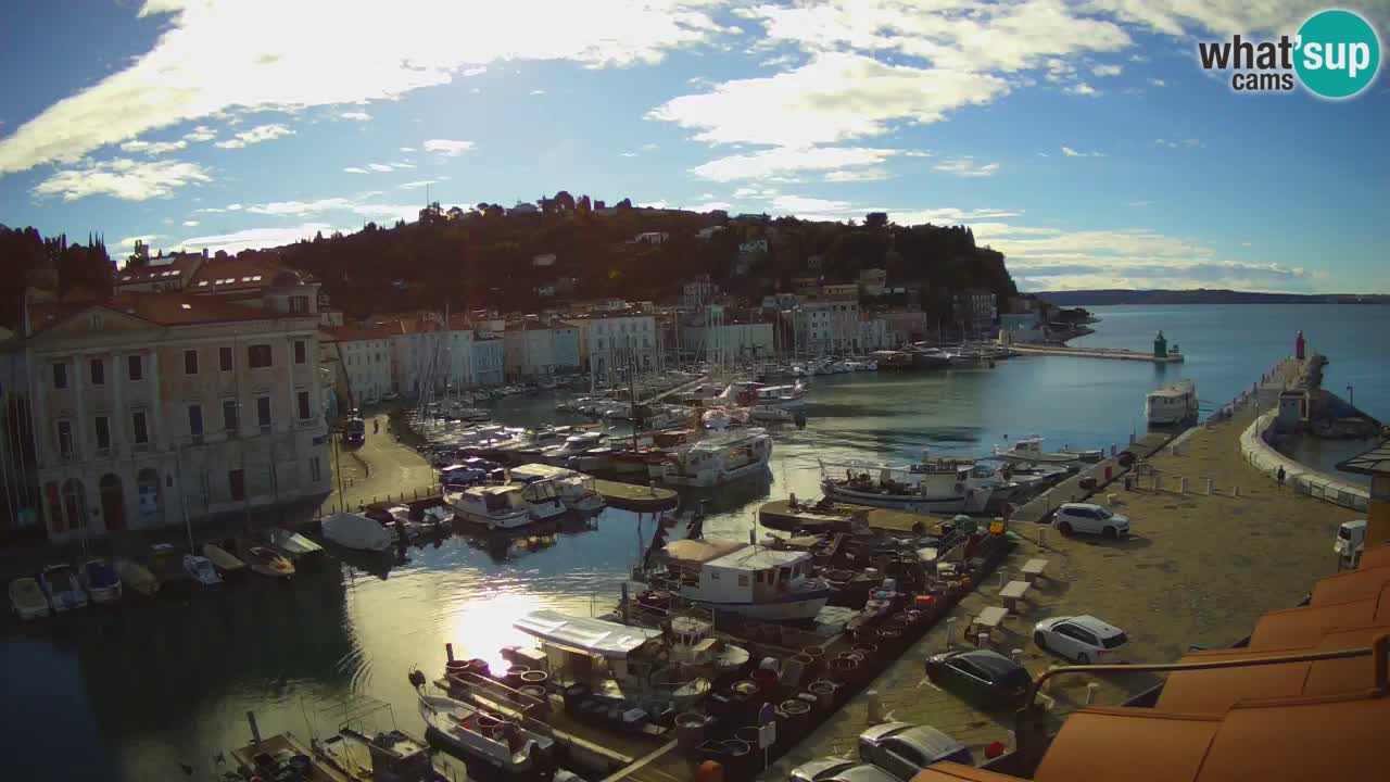 Webcam en direct de Piran “Mandrač” – Incroyable vue en direct de la Villa Piranesi