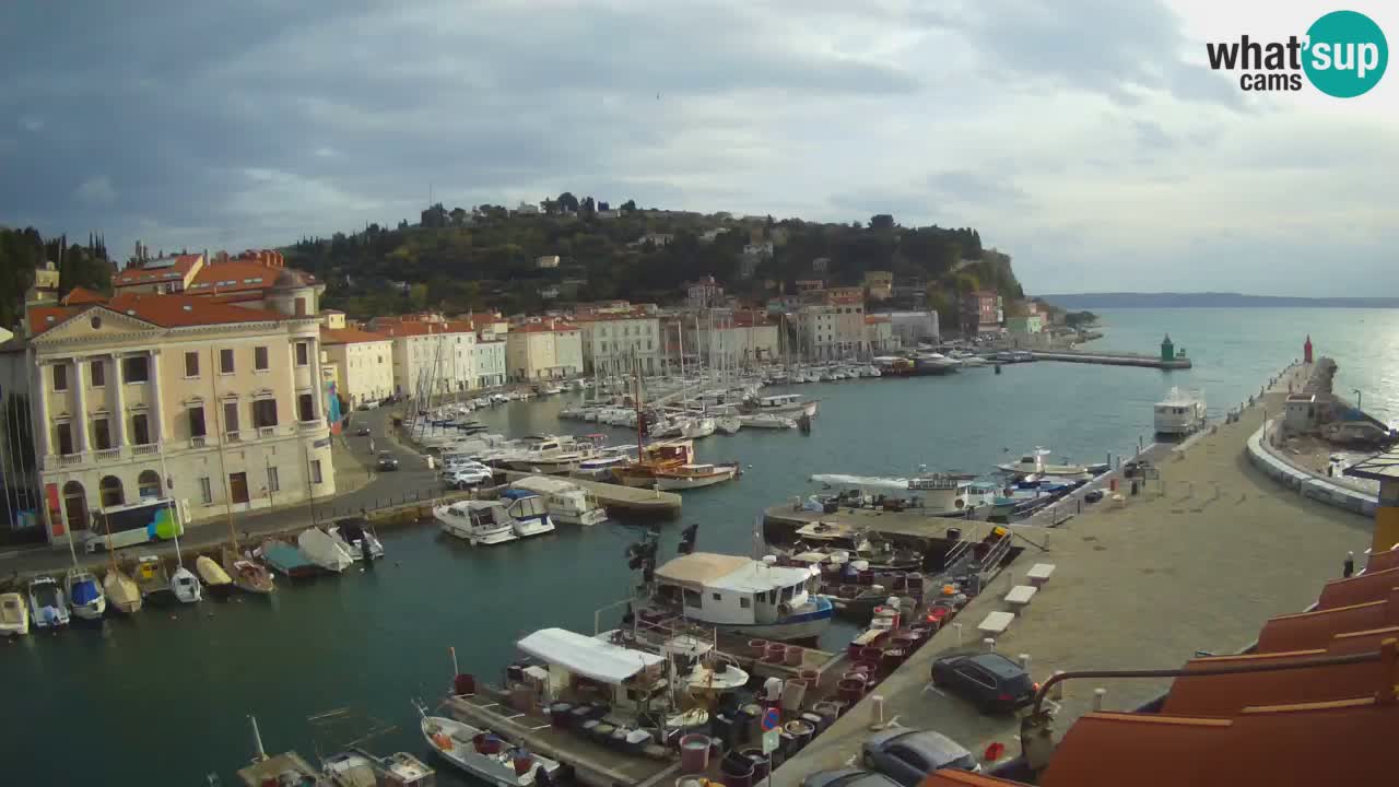 Webcam en direct de Piran “Mandrač” – Incroyable vue en direct de la Villa Piranesi