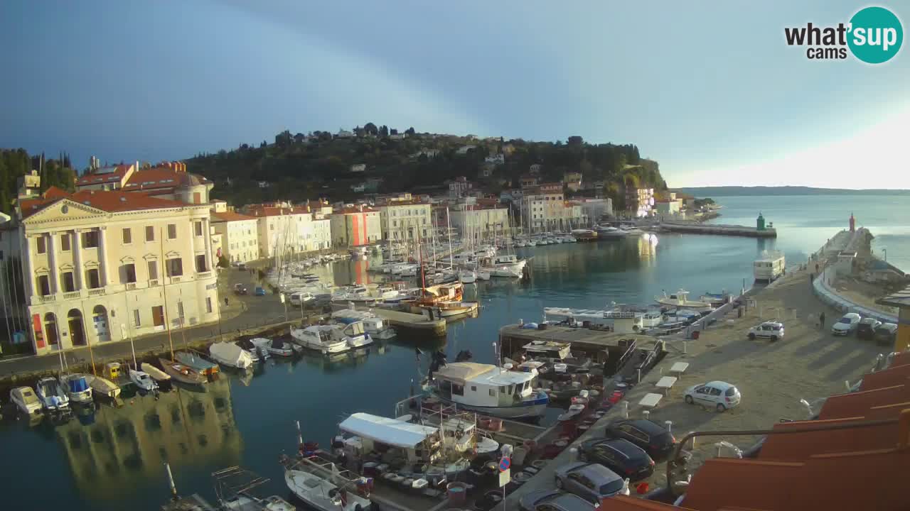 Webcam en direct de Piran “Mandrač” – Incroyable vue en direct de la Villa Piranesi