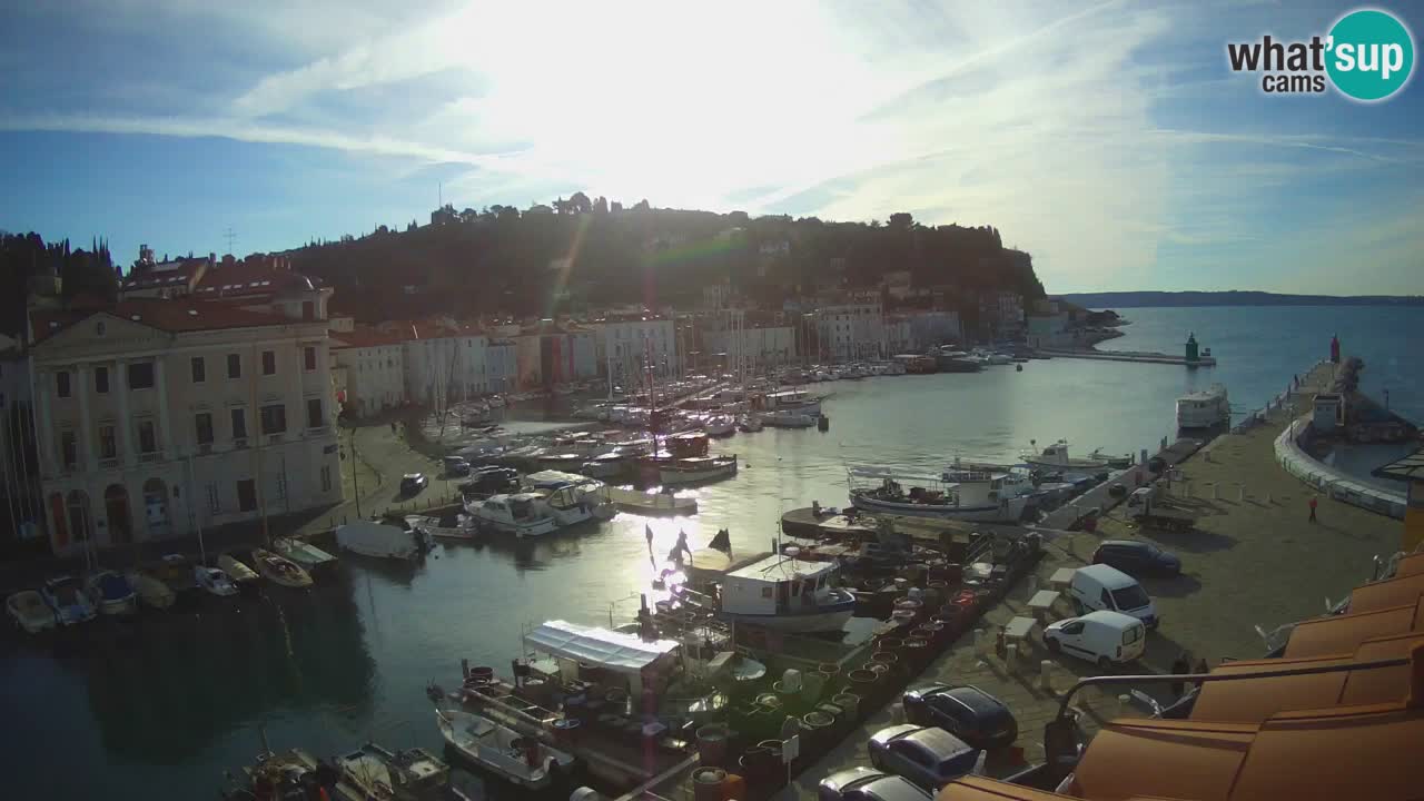 Webcam en direct de Piran “Mandrač” – Incroyable vue en direct de la Villa Piranesi
