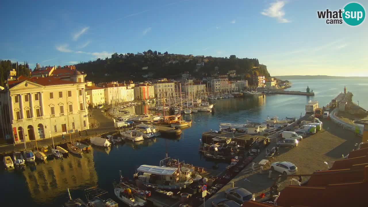 Webcam en direct de Piran “Mandrač” – Incroyable vue en direct de la Villa Piranesi