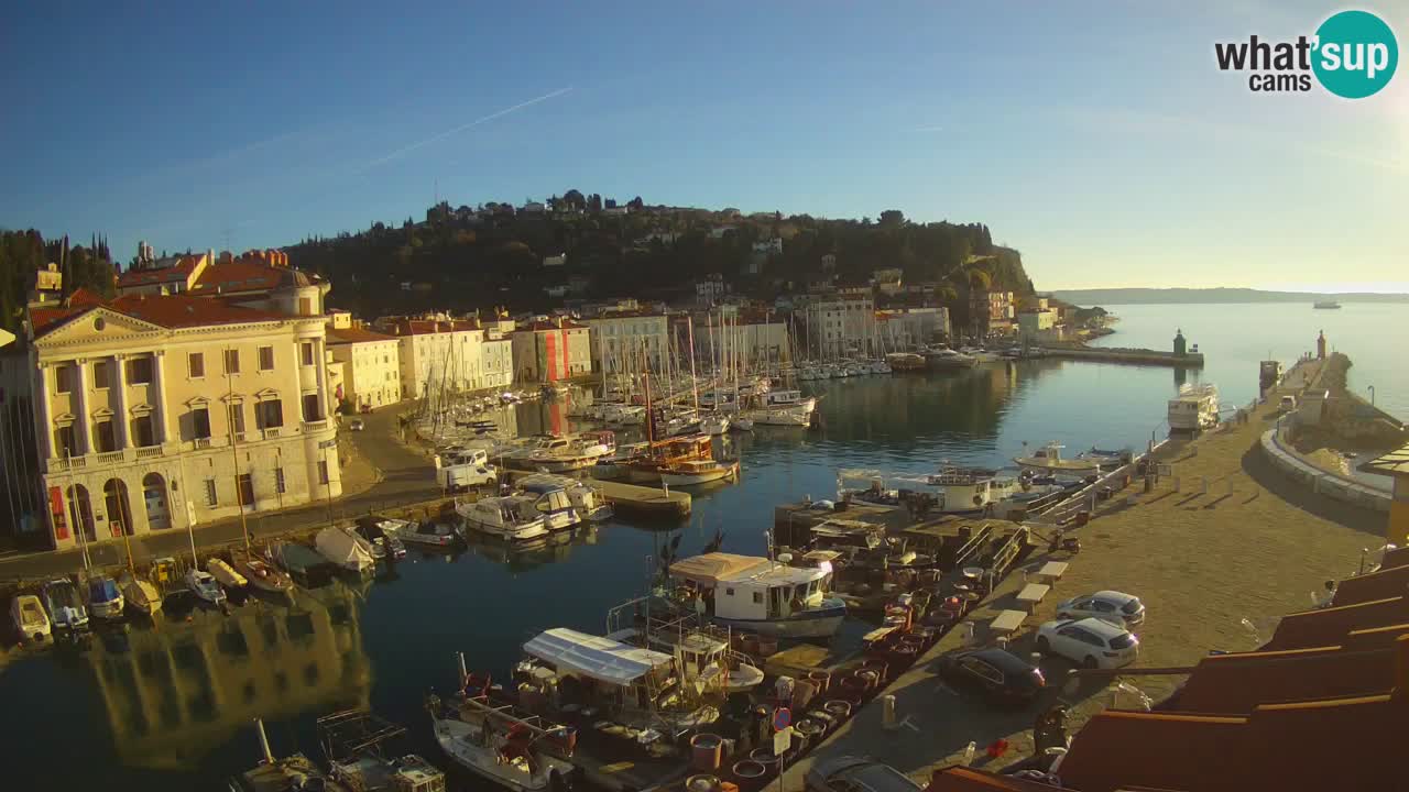Webcam en direct de Piran “Mandrač” – Incroyable vue en direct de la Villa Piranesi