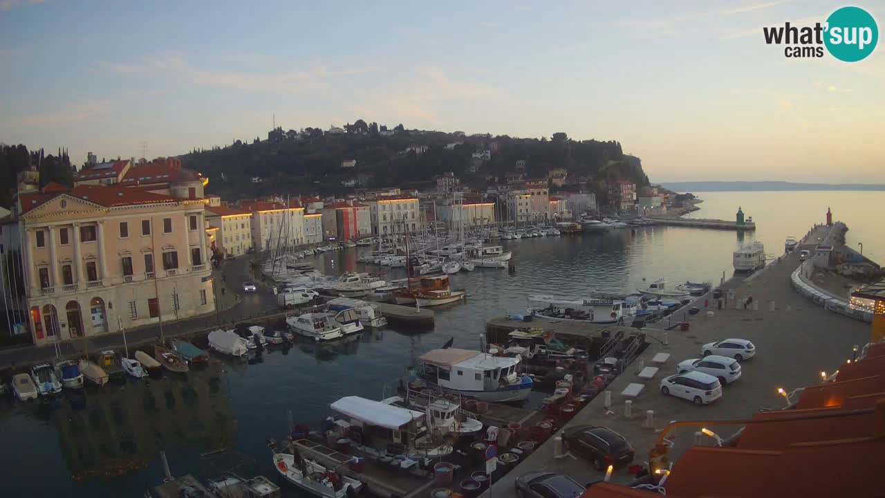 Webcam en direct de Piran “Mandrač” – Incroyable vue en direct de la Villa Piranesi