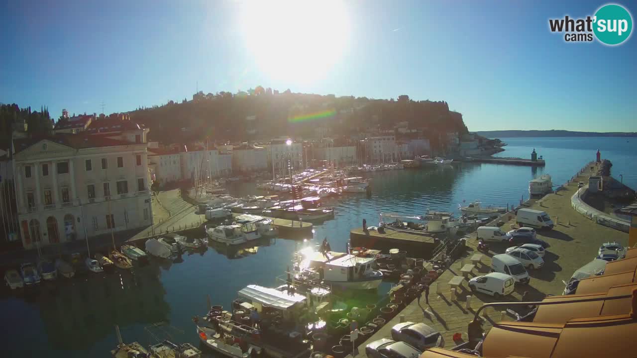 Webcam en direct de Piran “Mandrač” – Incroyable vue en direct de la Villa Piranesi