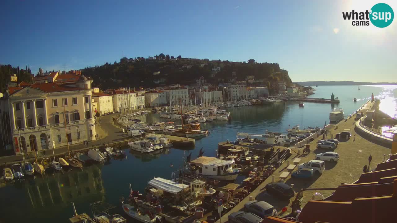 Webcam en direct de Piran “Mandrač” – Incroyable vue en direct de la Villa Piranesi