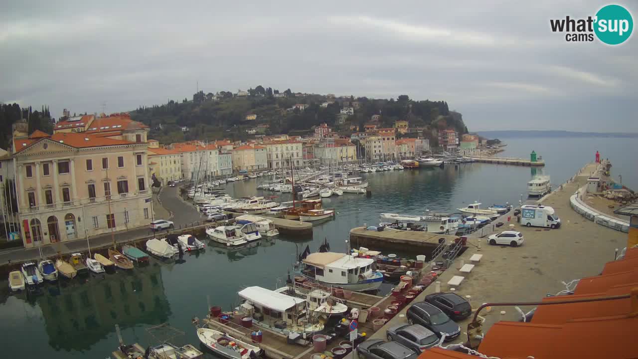 Webcam en direct de Piran “Mandrač” – Incroyable vue en direct de la Villa Piranesi