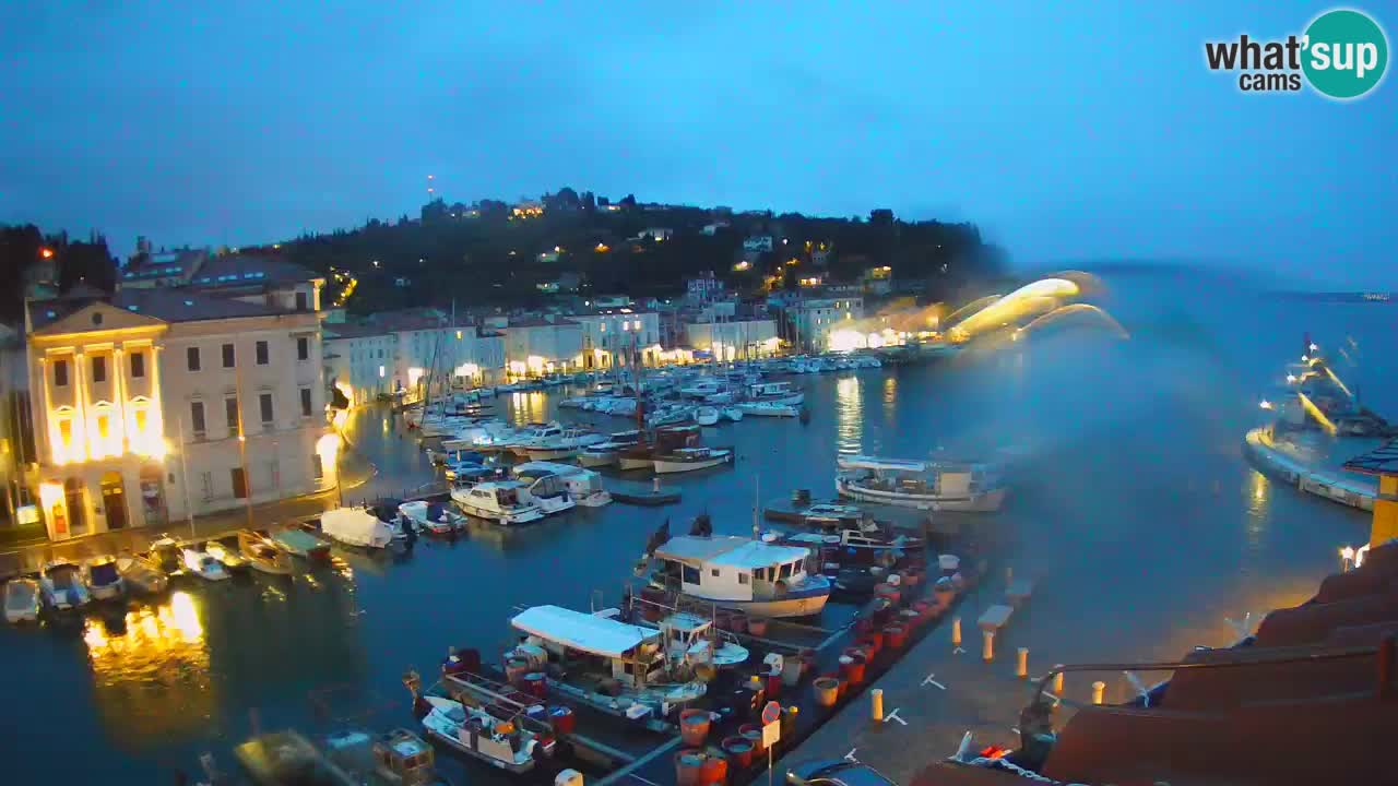 Webcam en direct de Piran “Mandrač” – Incroyable vue en direct de la Villa Piranesi