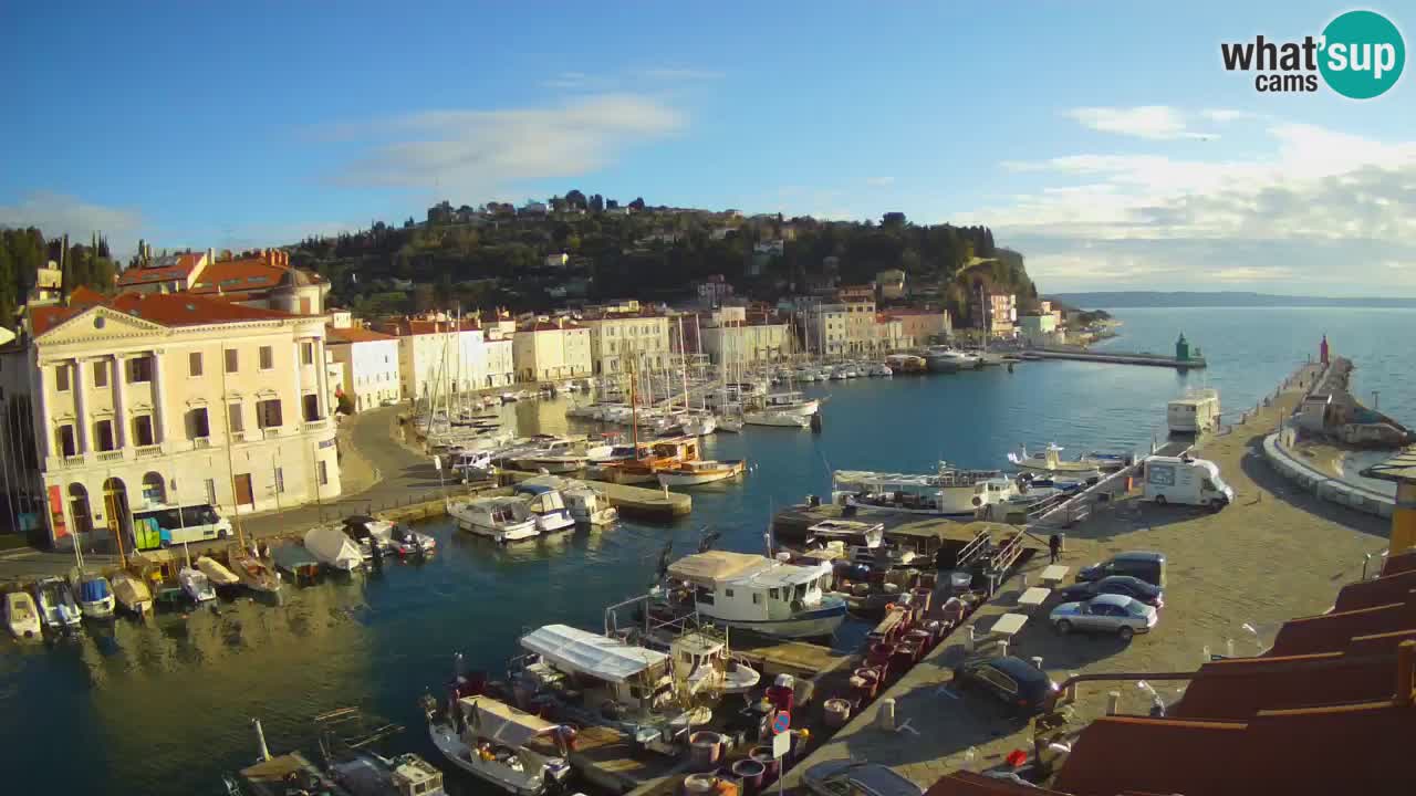 Webcam en direct de Piran “Mandrač” – Incroyable vue en direct de la Villa Piranesi