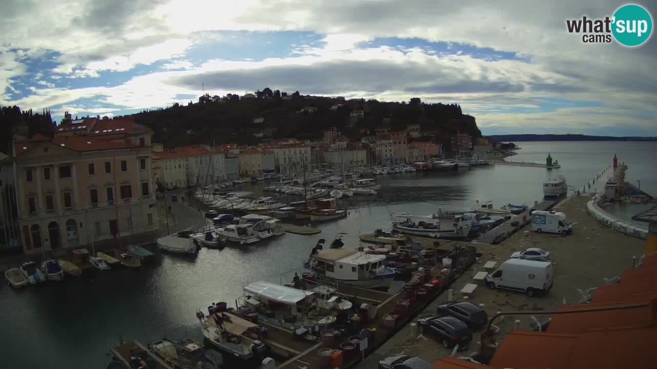 Webcam en direct de Piran “Mandrač” – Incroyable vue en direct de la Villa Piranesi