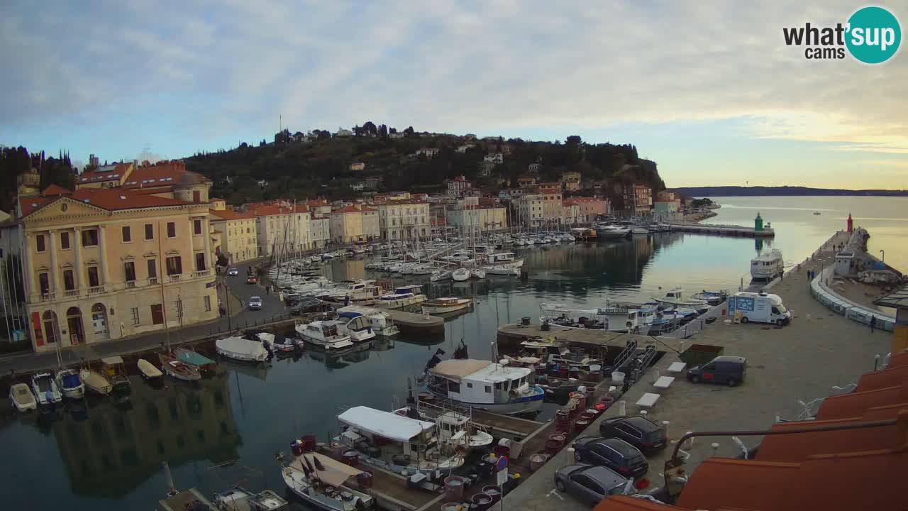 Webcam en direct de Piran “Mandrač” – Incroyable vue en direct de la Villa Piranesi