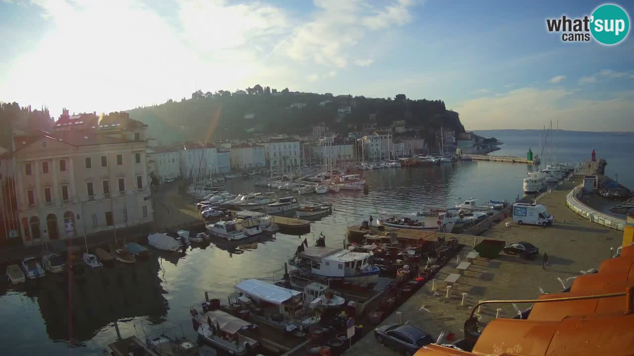 Webcam en direct de Piran « Mandrač » – Incroyable vue en direct de la Villa Piranesi