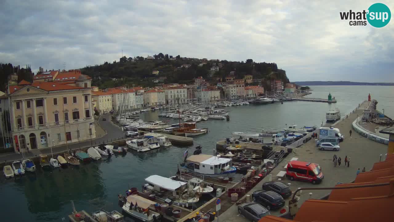 Webcam en direct de Piran « Mandrač » – Incroyable vue en direct de la Villa Piranesi
